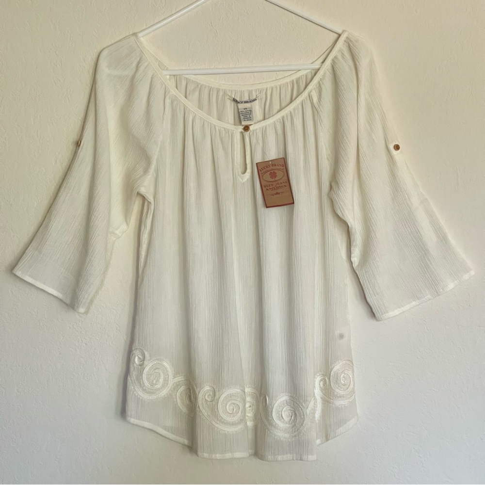 Lucky Brand Cream Peasant Blouse Cream Size XS